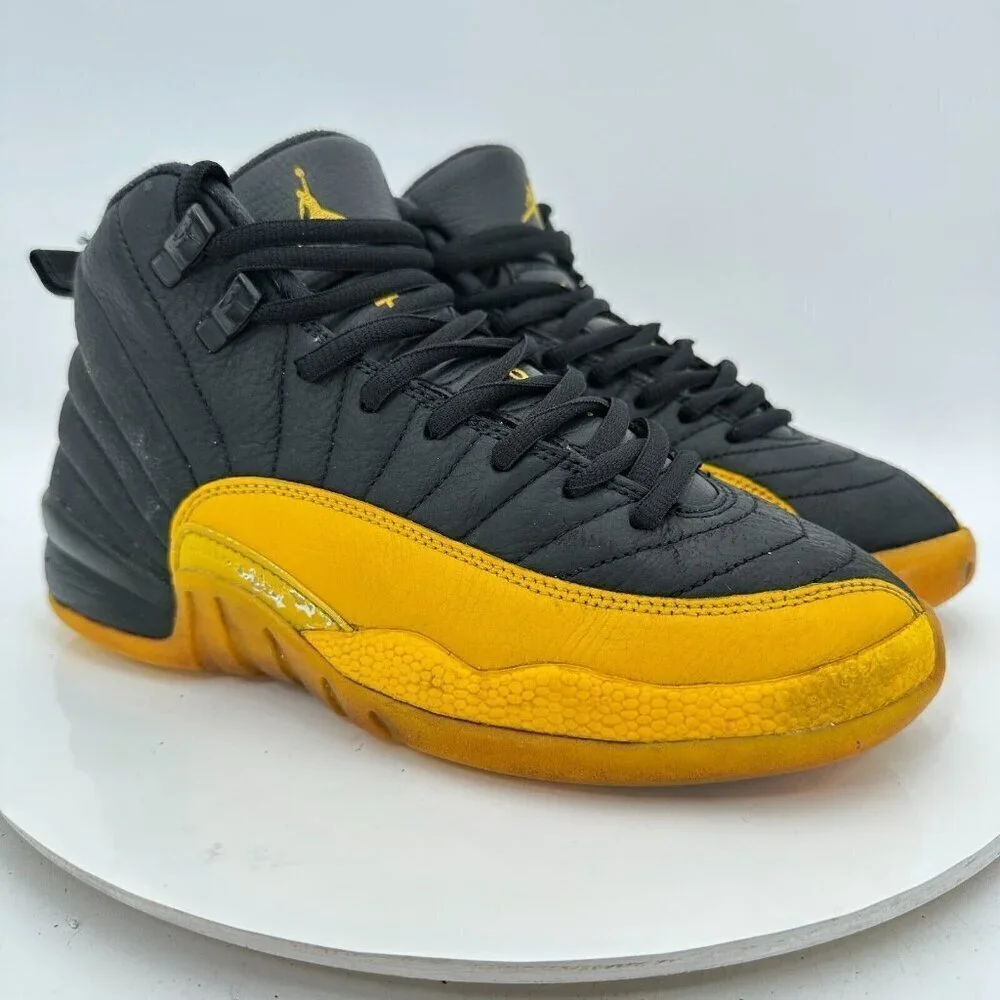 Nike Air Jordan 12 Youth Size 6Y Women 7.5 153265-070 University Gold Black Shoe